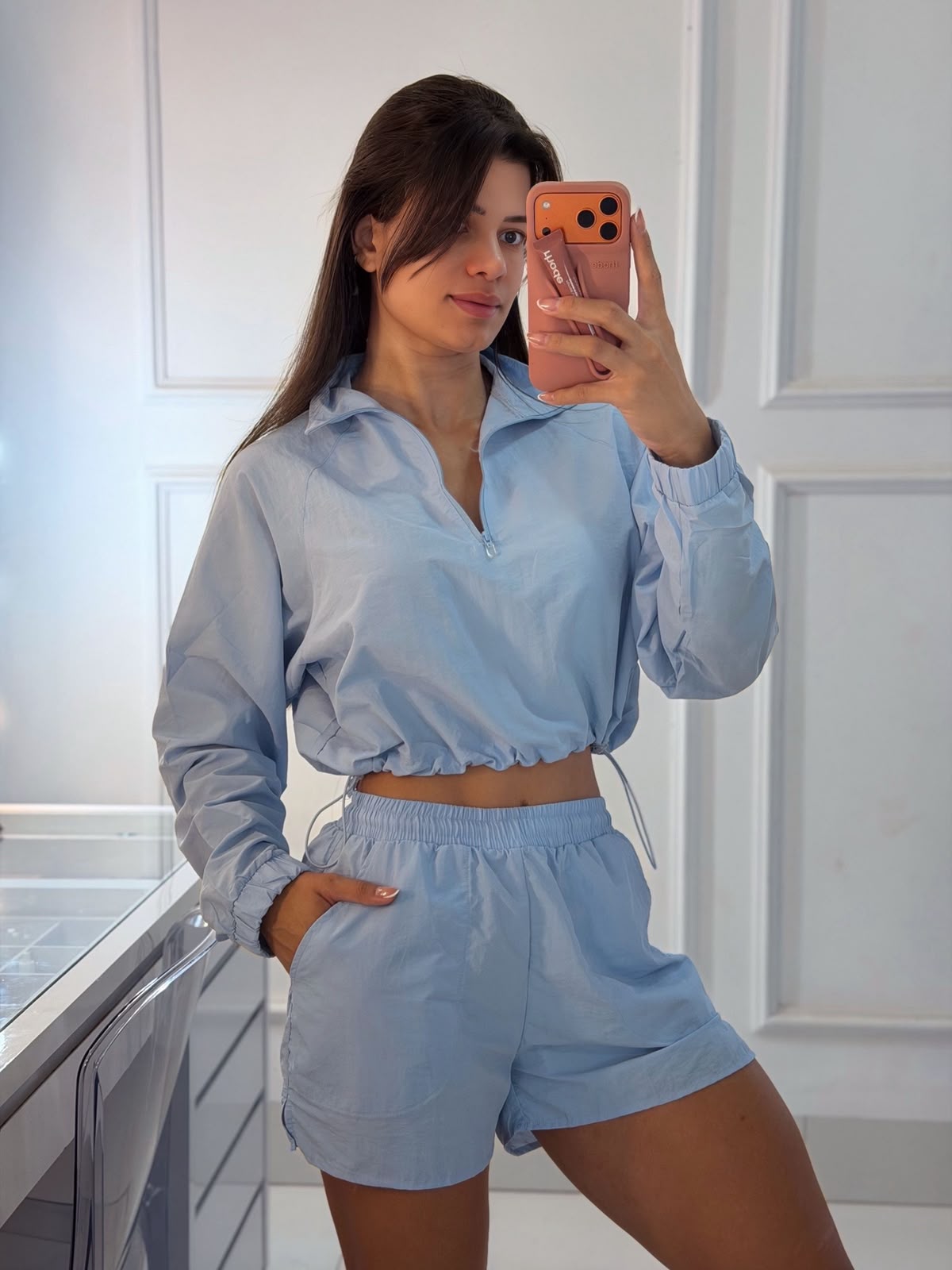 Conjunto Corta Vento Azul Claro