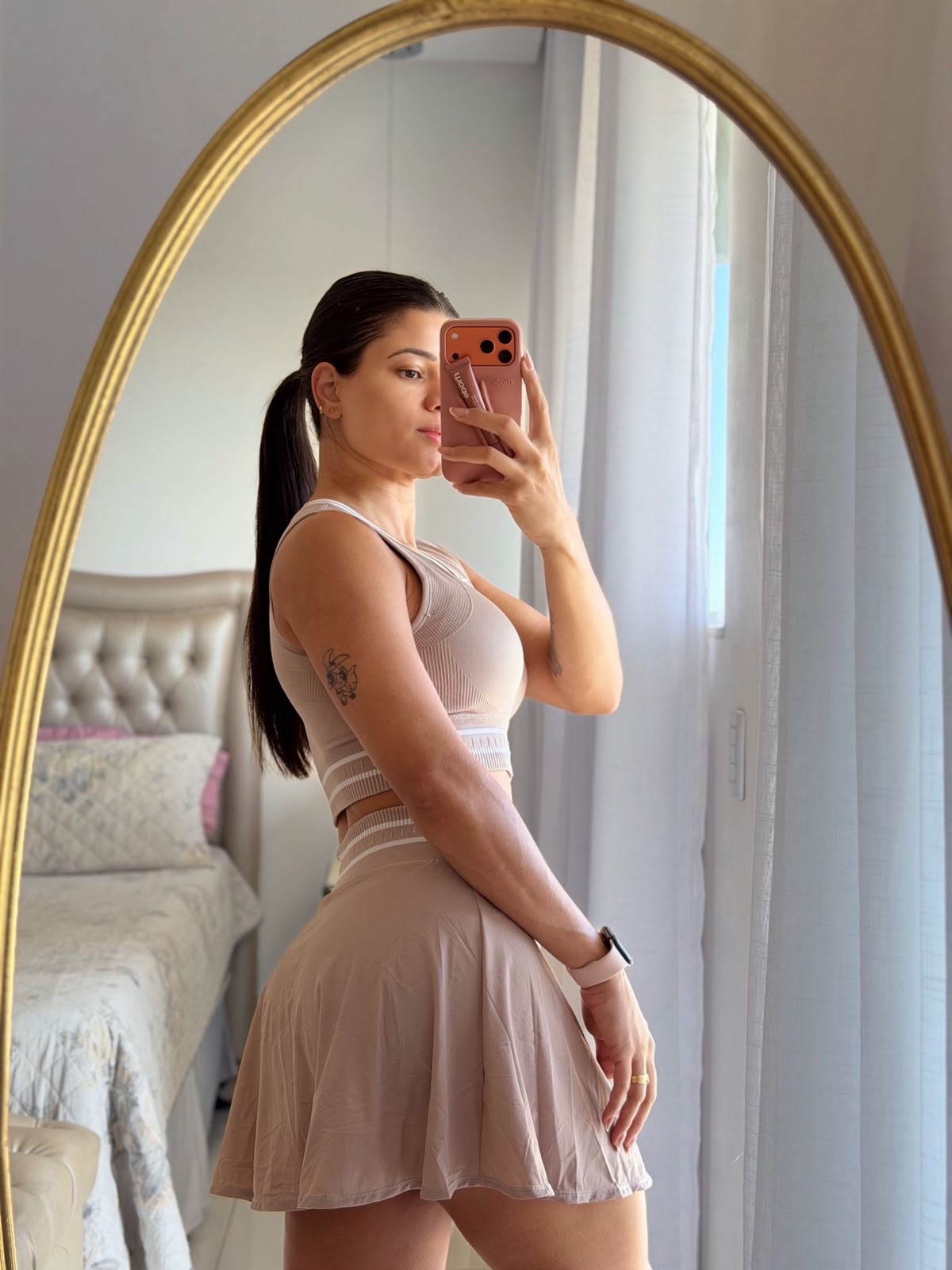 Foto 4 de Conjunto Short Saia Canelado Nude