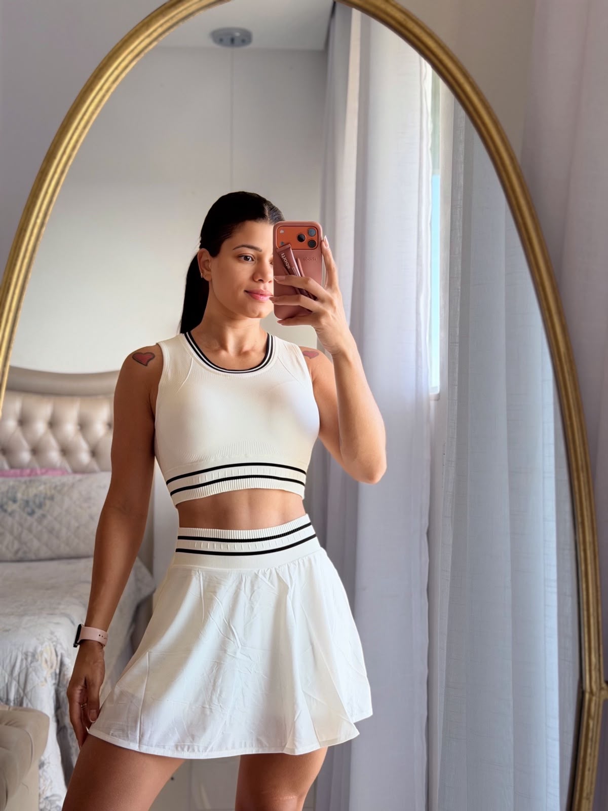 Conjunto Short Saia Canelado Off-white