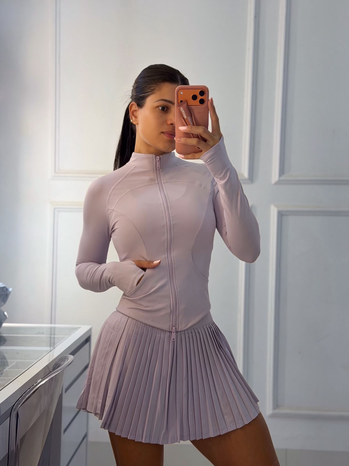 Conjunto Short Saia Lilás