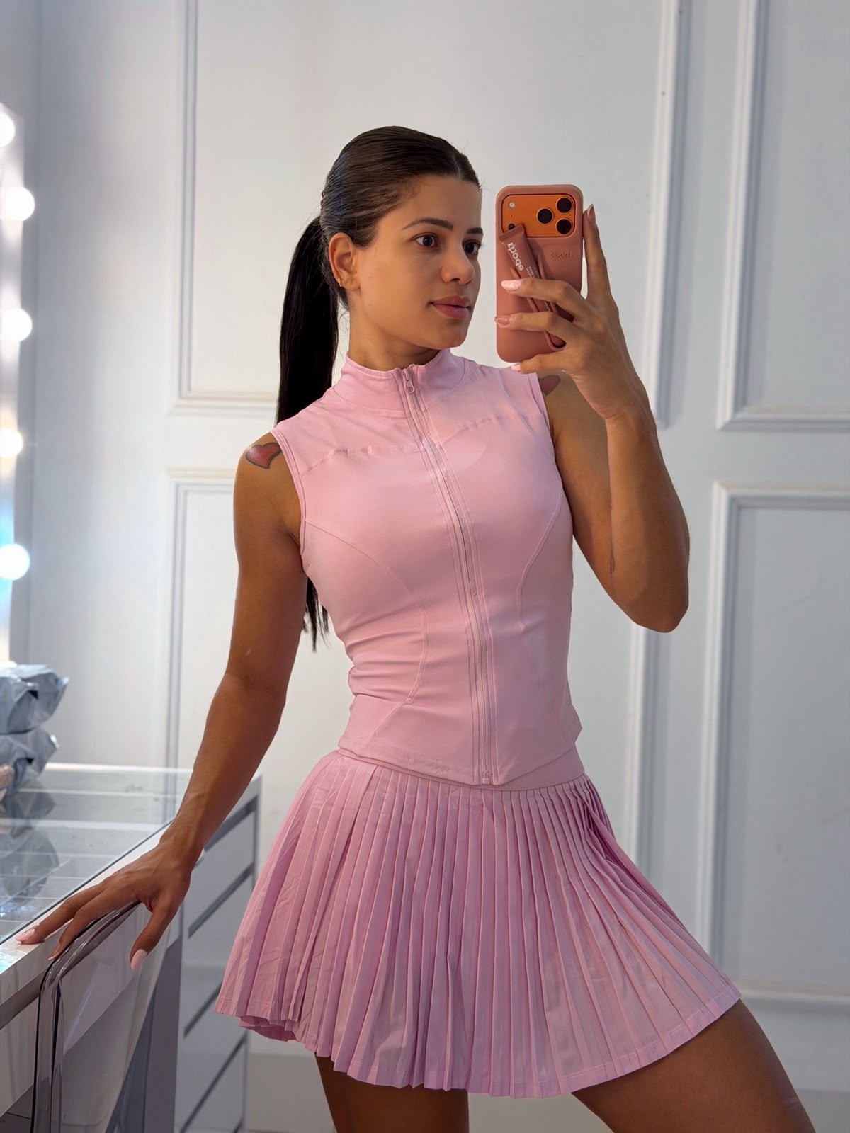 Conjunto Short Saia Rosa